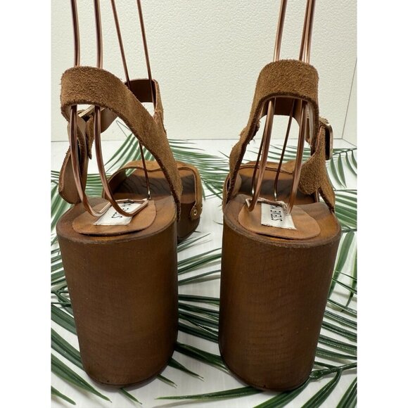 Steve Madden Women's Brown Buena—Bueno Wooden Strappy Block Heel Sandals Size 10 - Picture 7 of 12